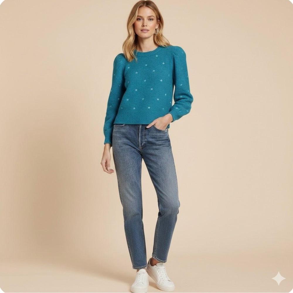 NWT Generation Love x REVOLVE Angelina Star Alpaca Wool Puff Sleeve Sweater L